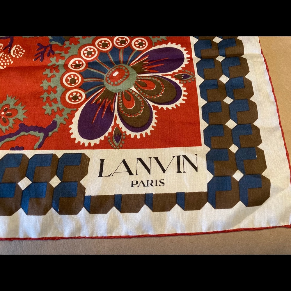 Iconic Jeanne Lanvin multicolor print silk scarf